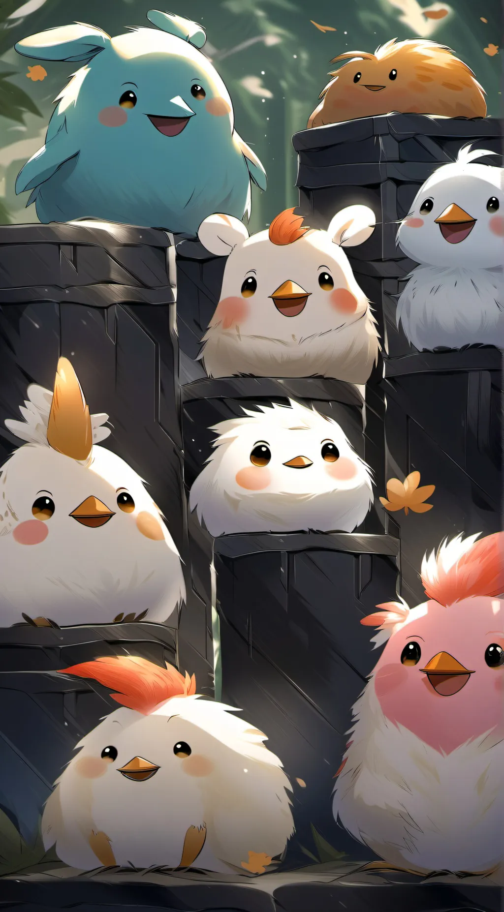 ai character: smiling critters background