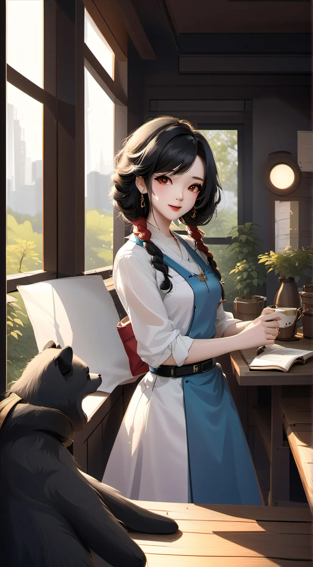 ai character: female fella background