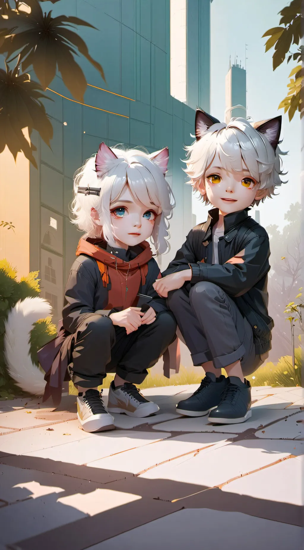 ai character: Ash and Ashley  background