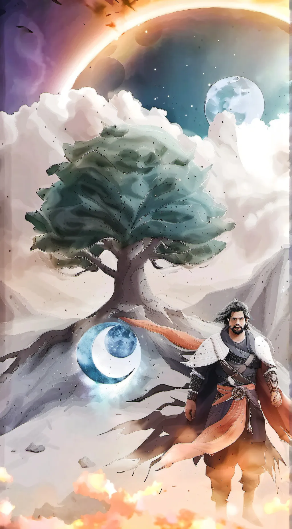ai character: Sun and Moon show background