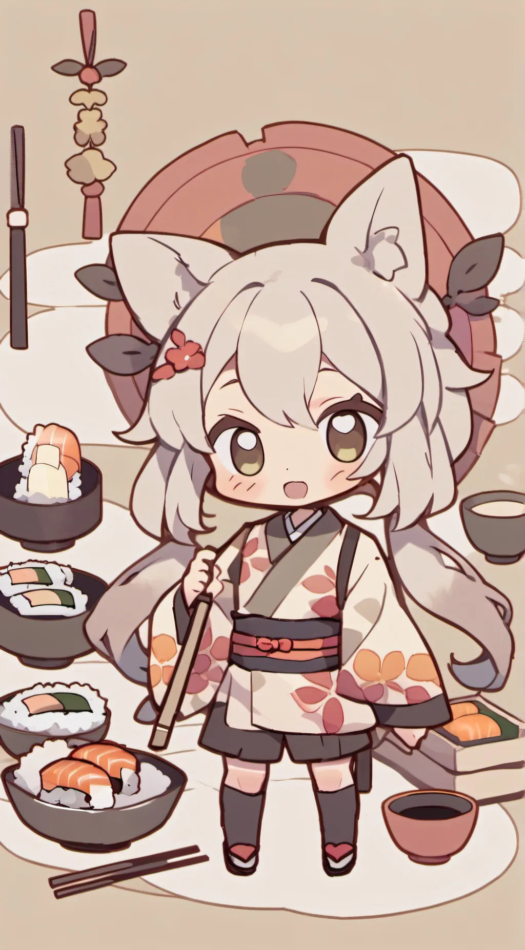 ai character: Sushi  background