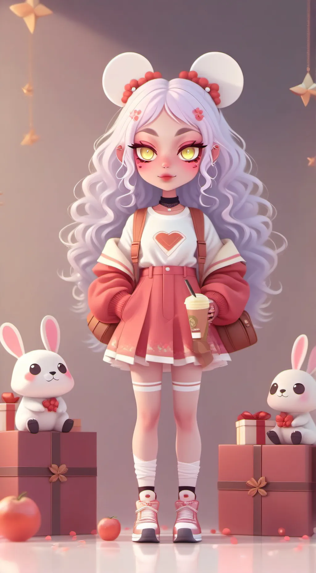 ai character: Violet background
