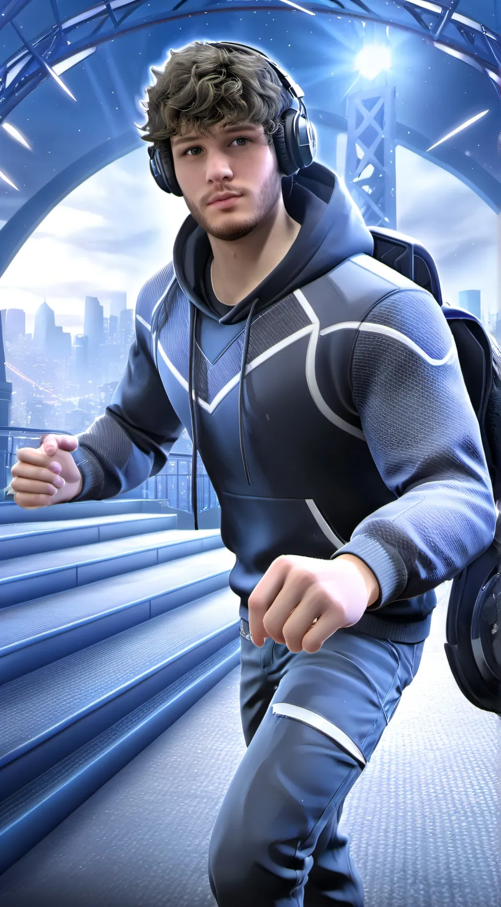 ai character: Jmancurly  background