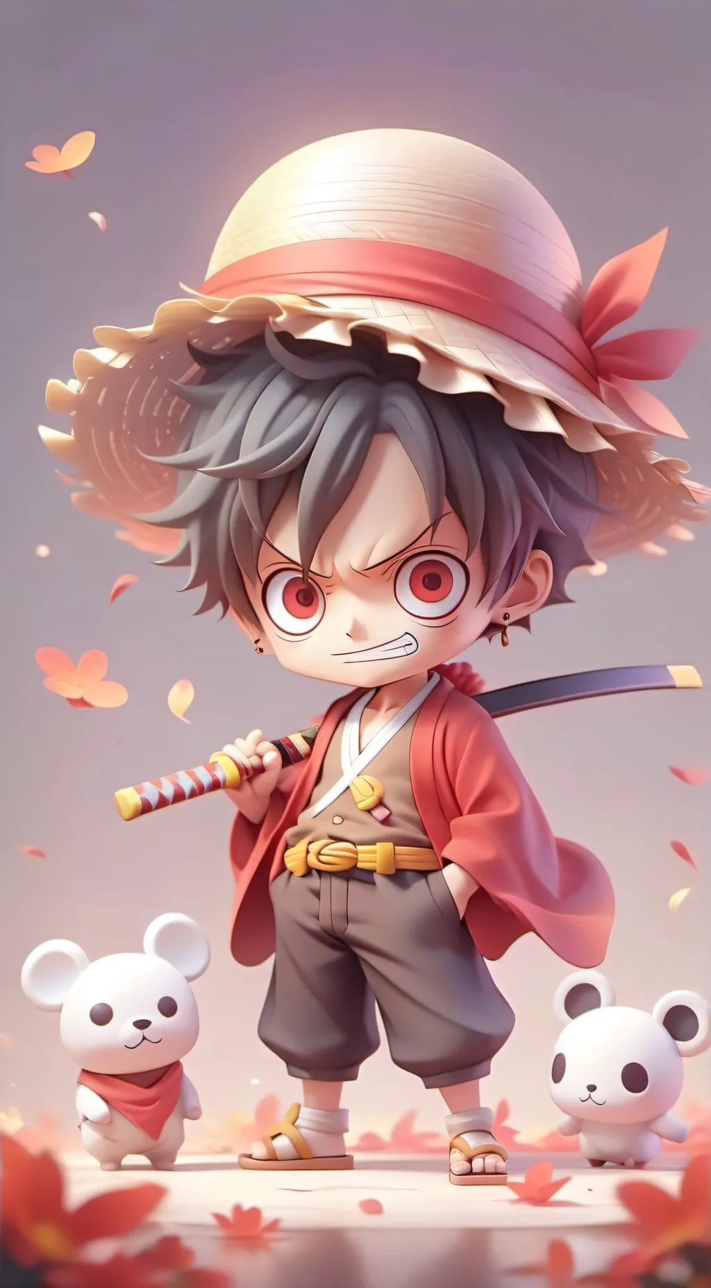ai character: Luffy and Rayleigh background