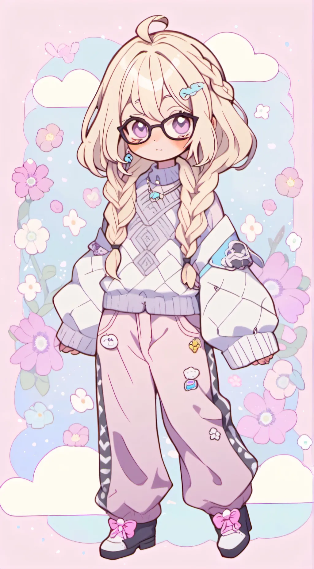 ai character: Violet background
