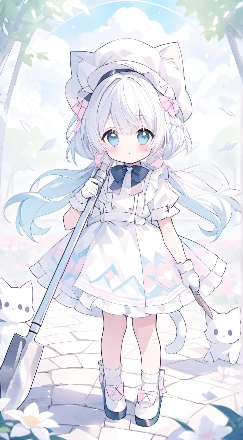 ai character: Cat girl miner background