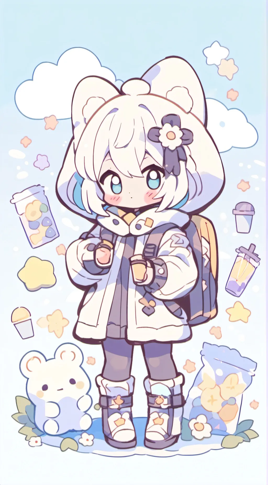ai character: smiling critters background