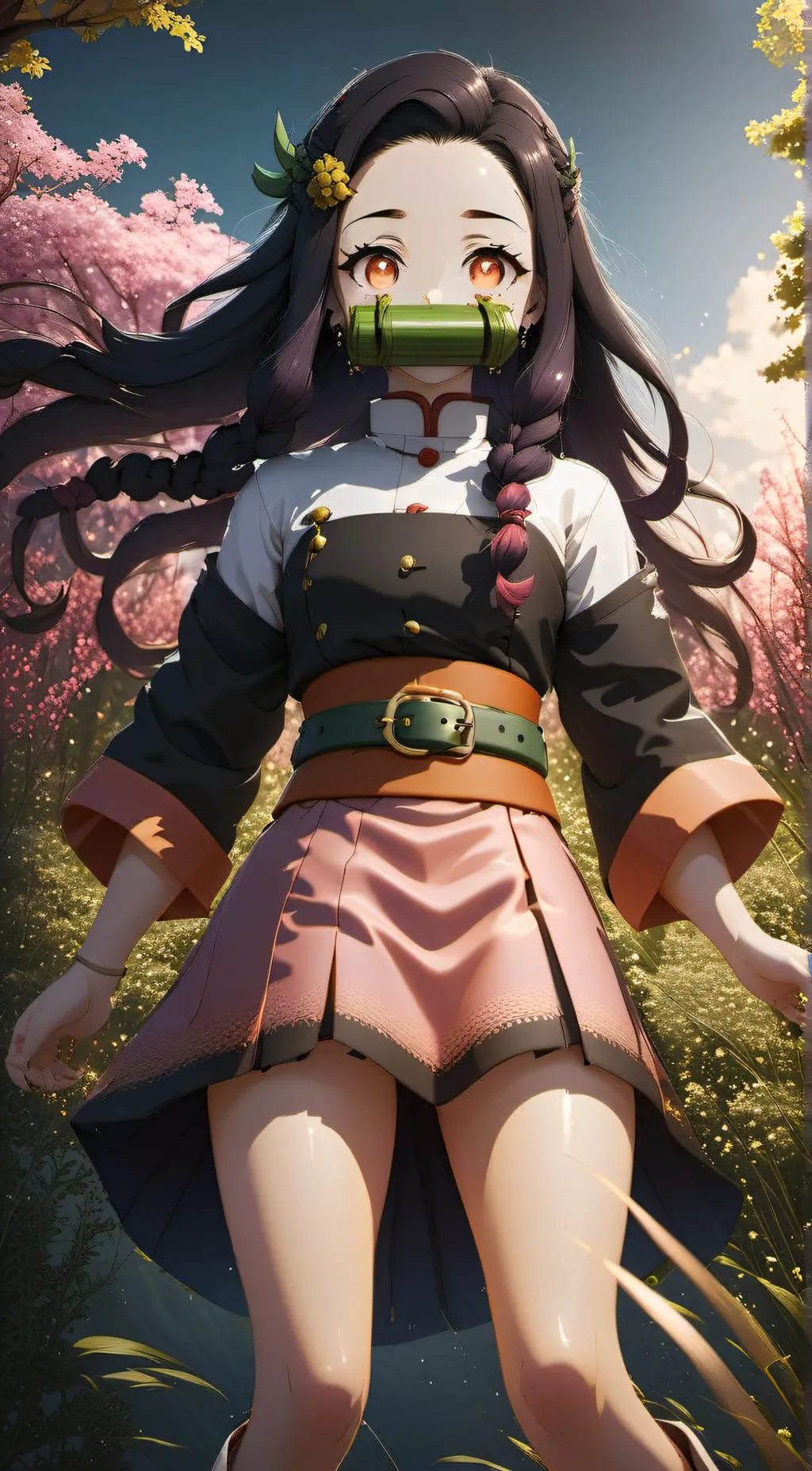 ai character: Neziko tonjiro zen background