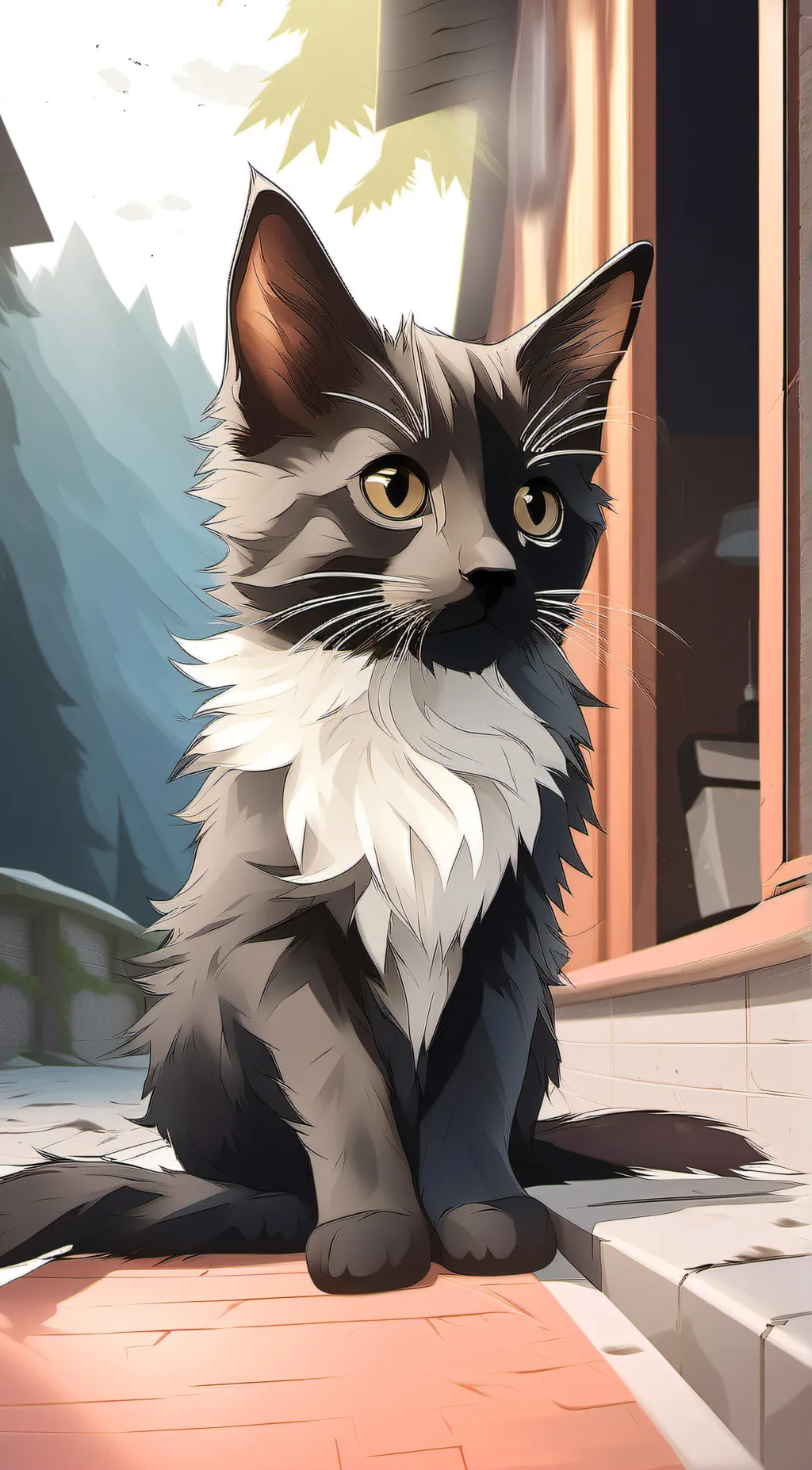 ai character: kitten  background