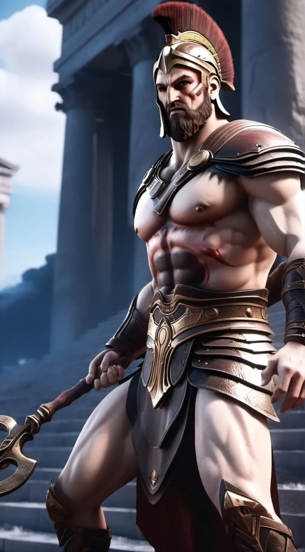 ai character: Ares. background