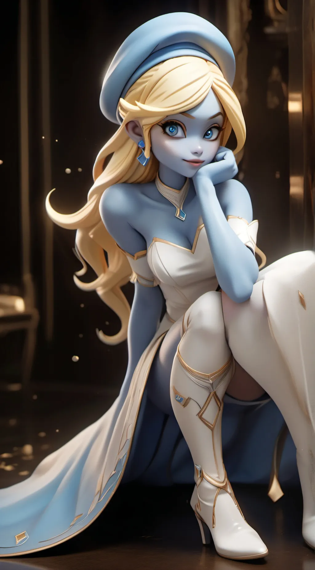 ai character: Smurfette  background