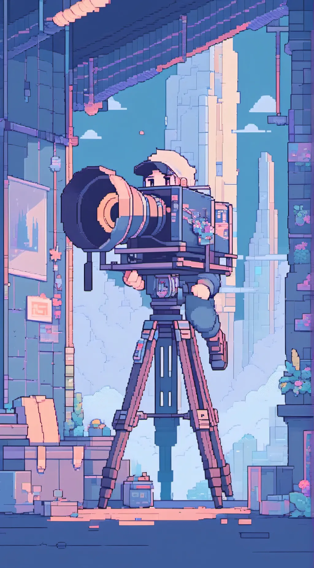 ai character: Titan cameraman  background