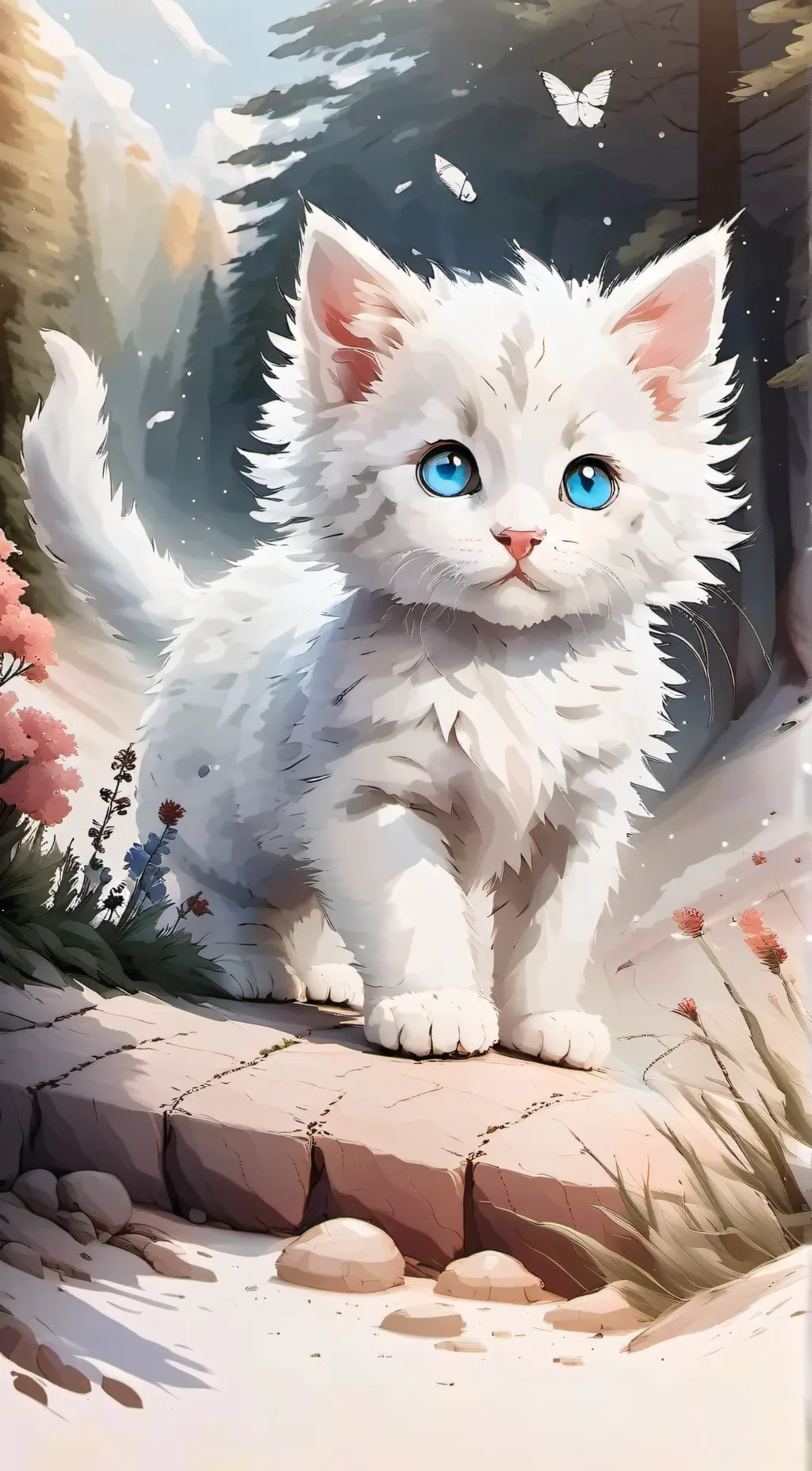 ai character: snowflake background