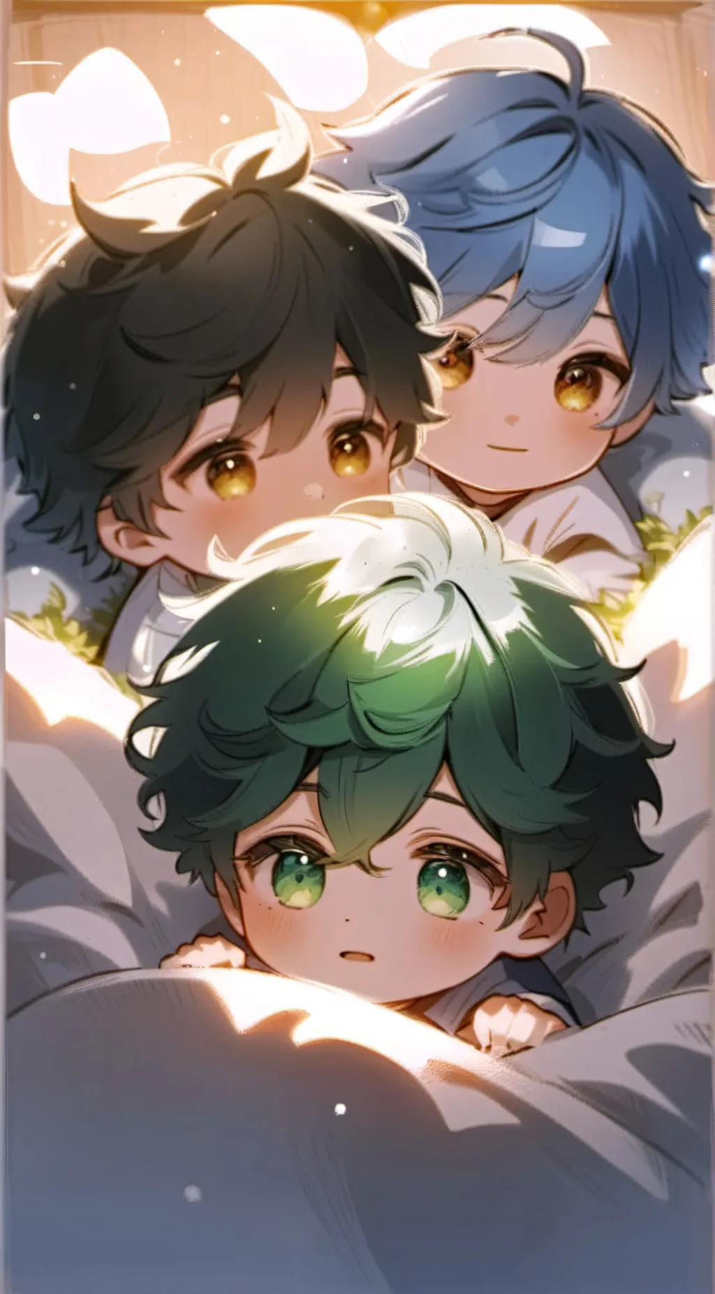ai character: 3 newborn babies background