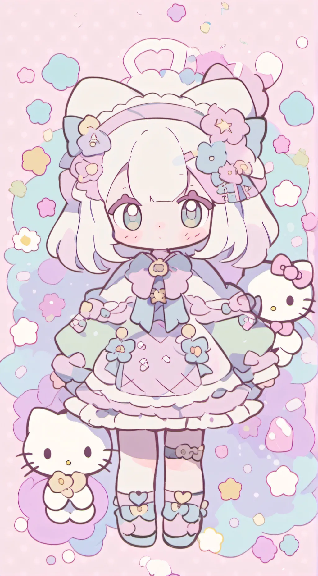 ai character: 🩷hellokit/huma🩷 background