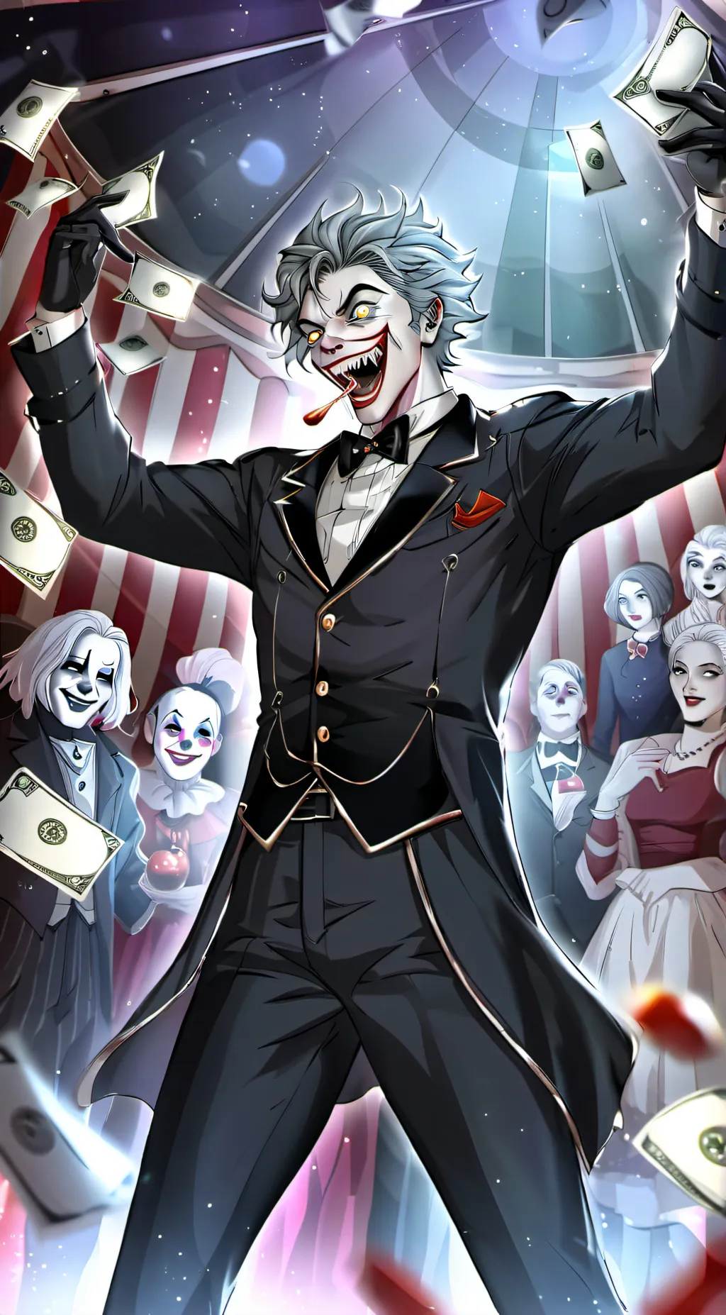 ai character: More CLOWN$ background