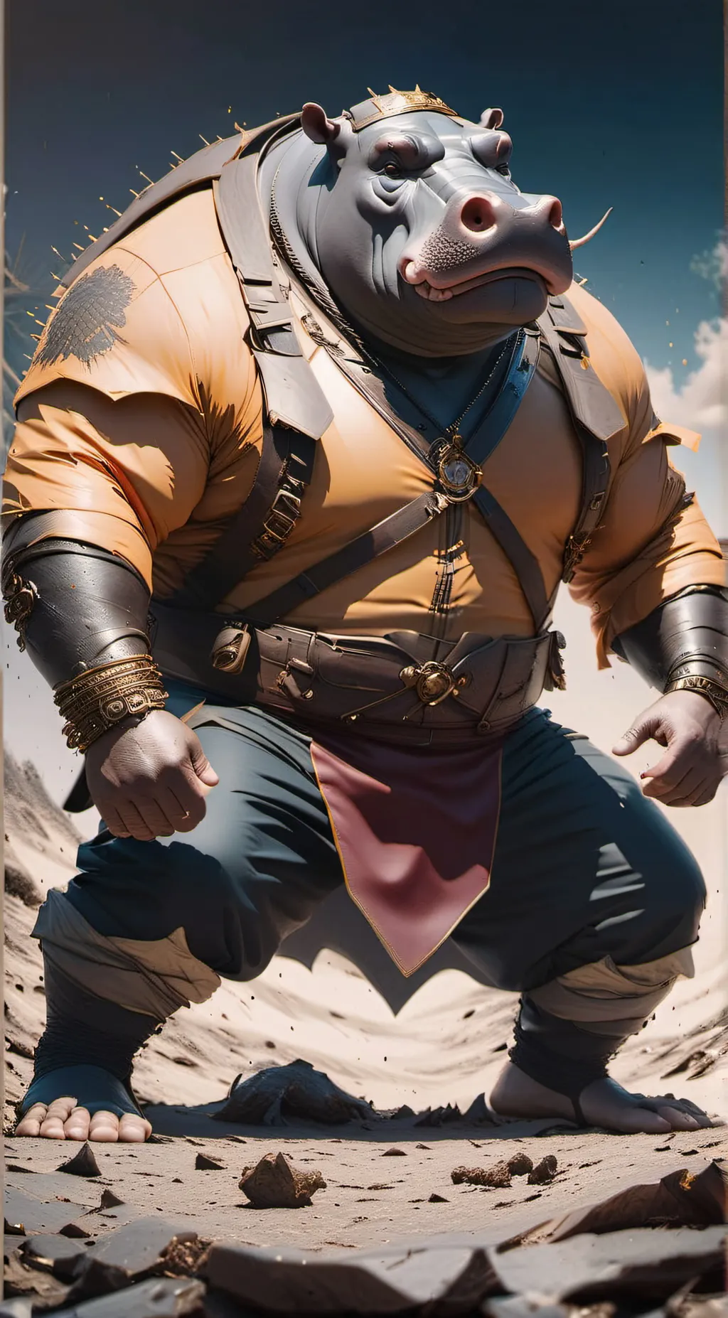 ai character: Hippo Man background