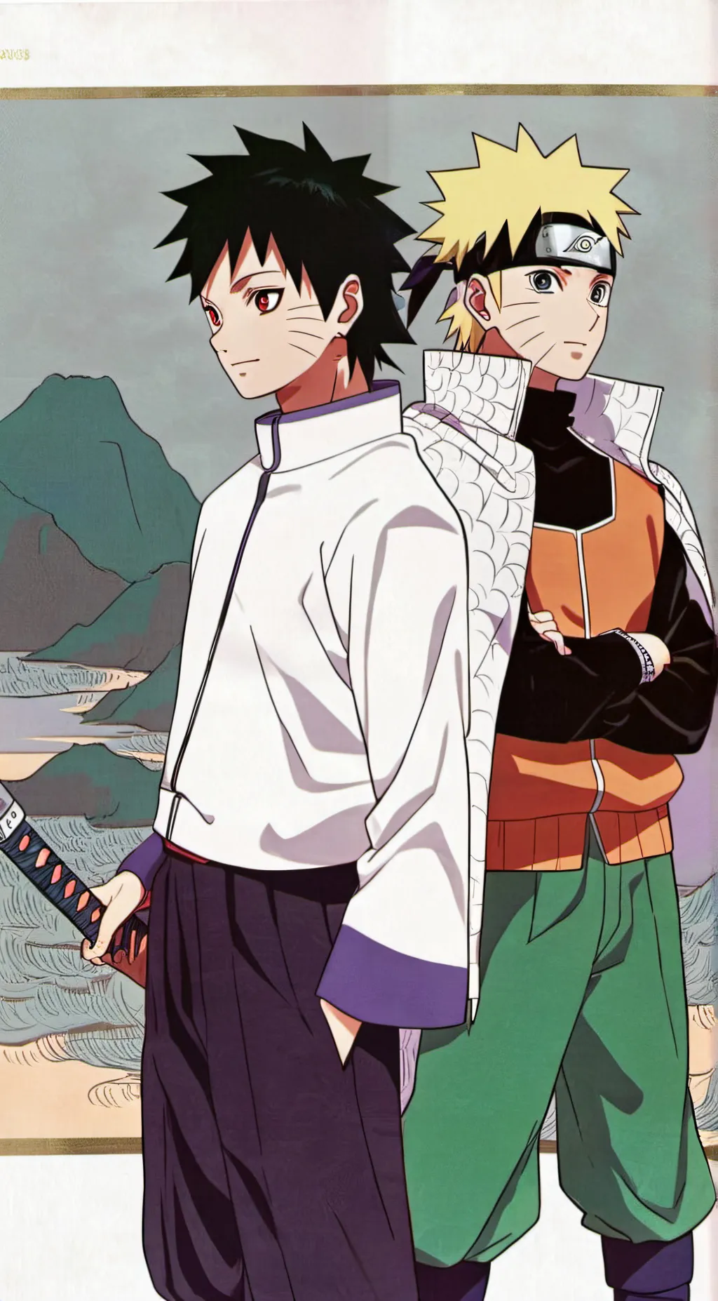 ai character: Naruto and Sasuke background