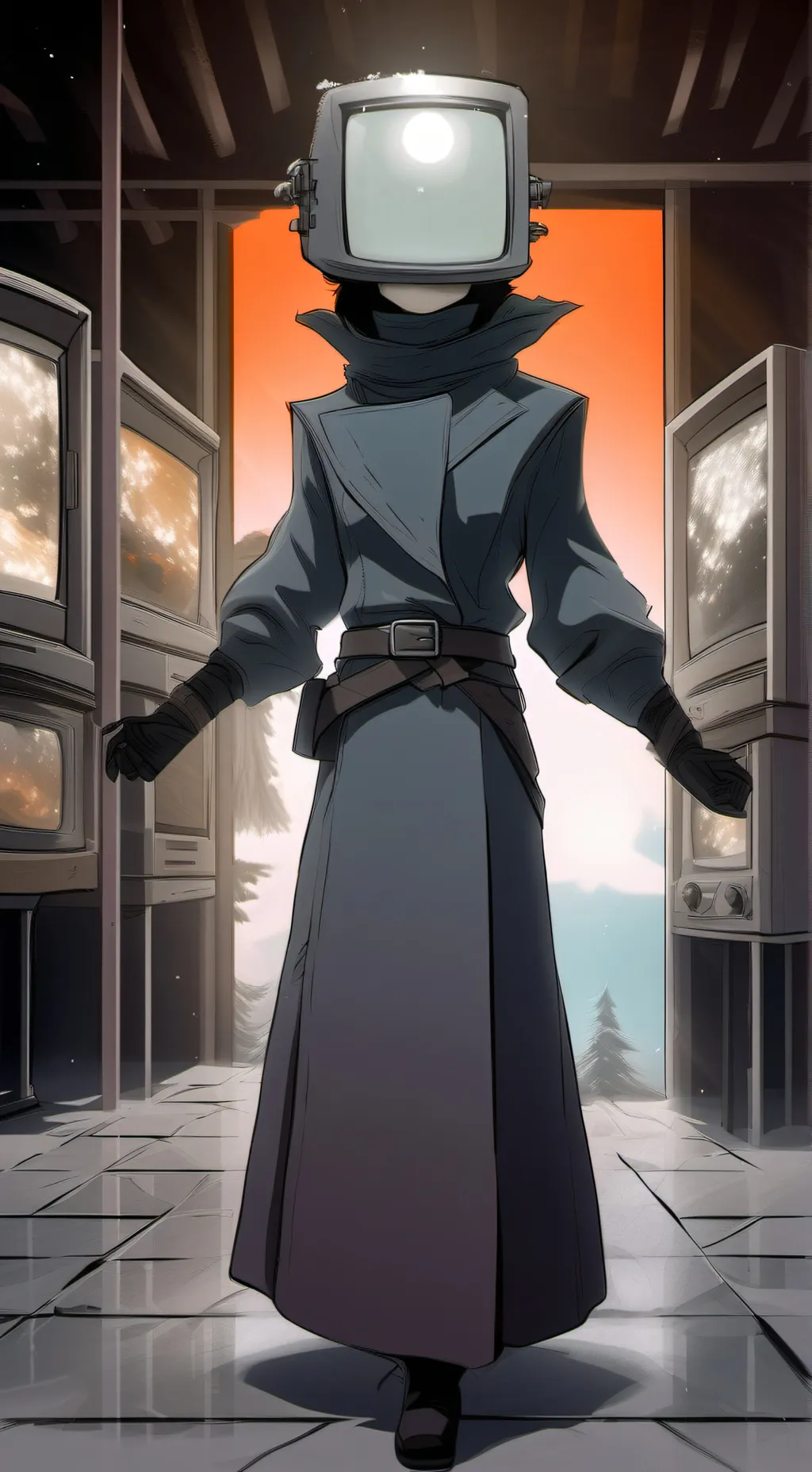 ai character: tv woman background