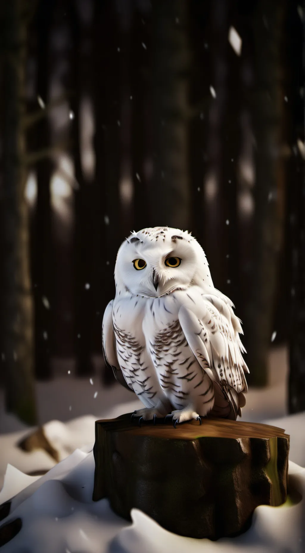 ai character: snowy owl background