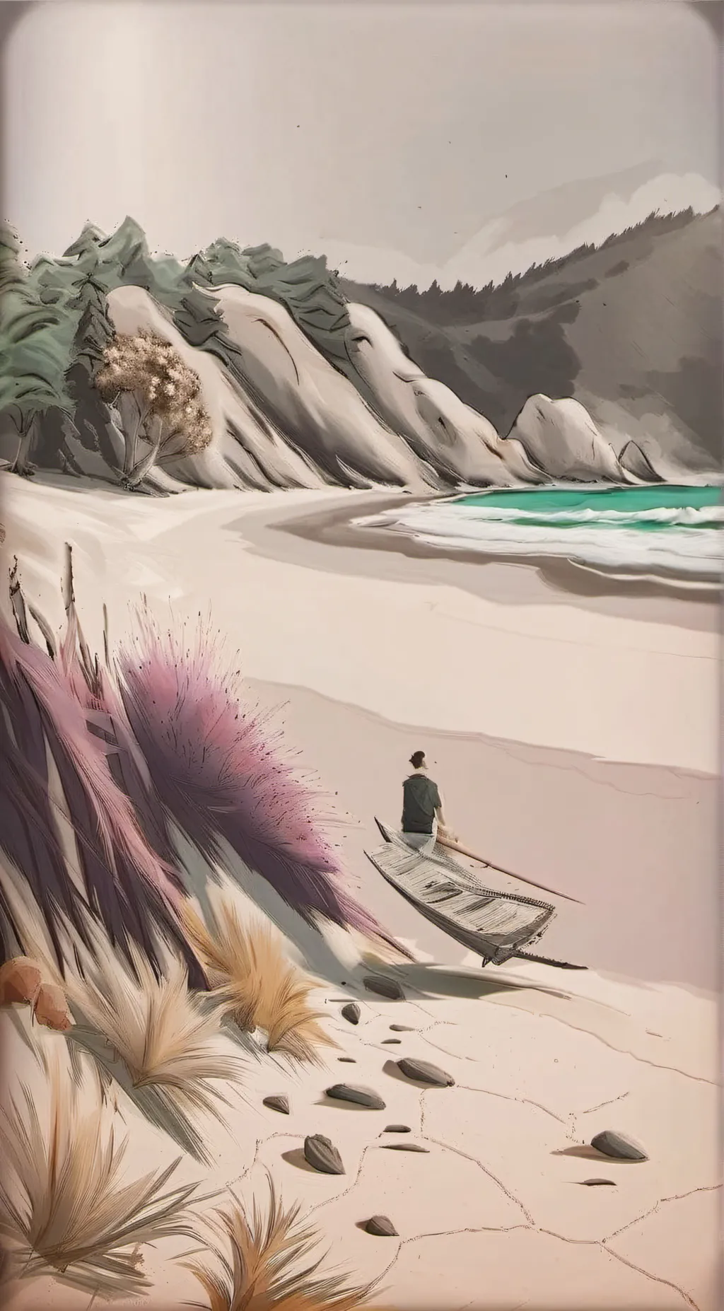 ai character: beach background