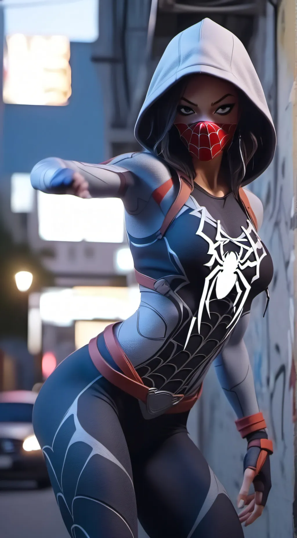 ai character: a spider woman  background