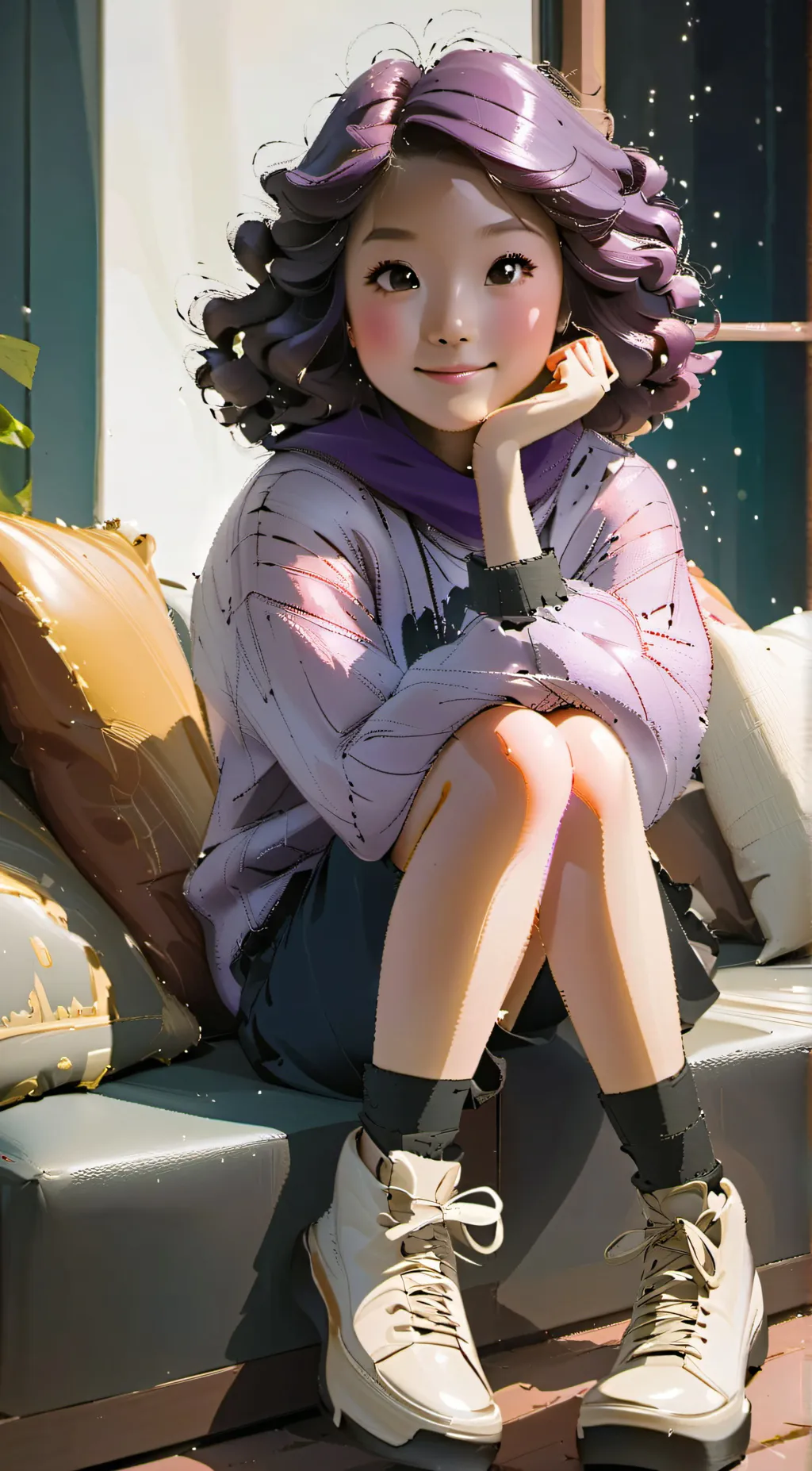 ai character: Violet background