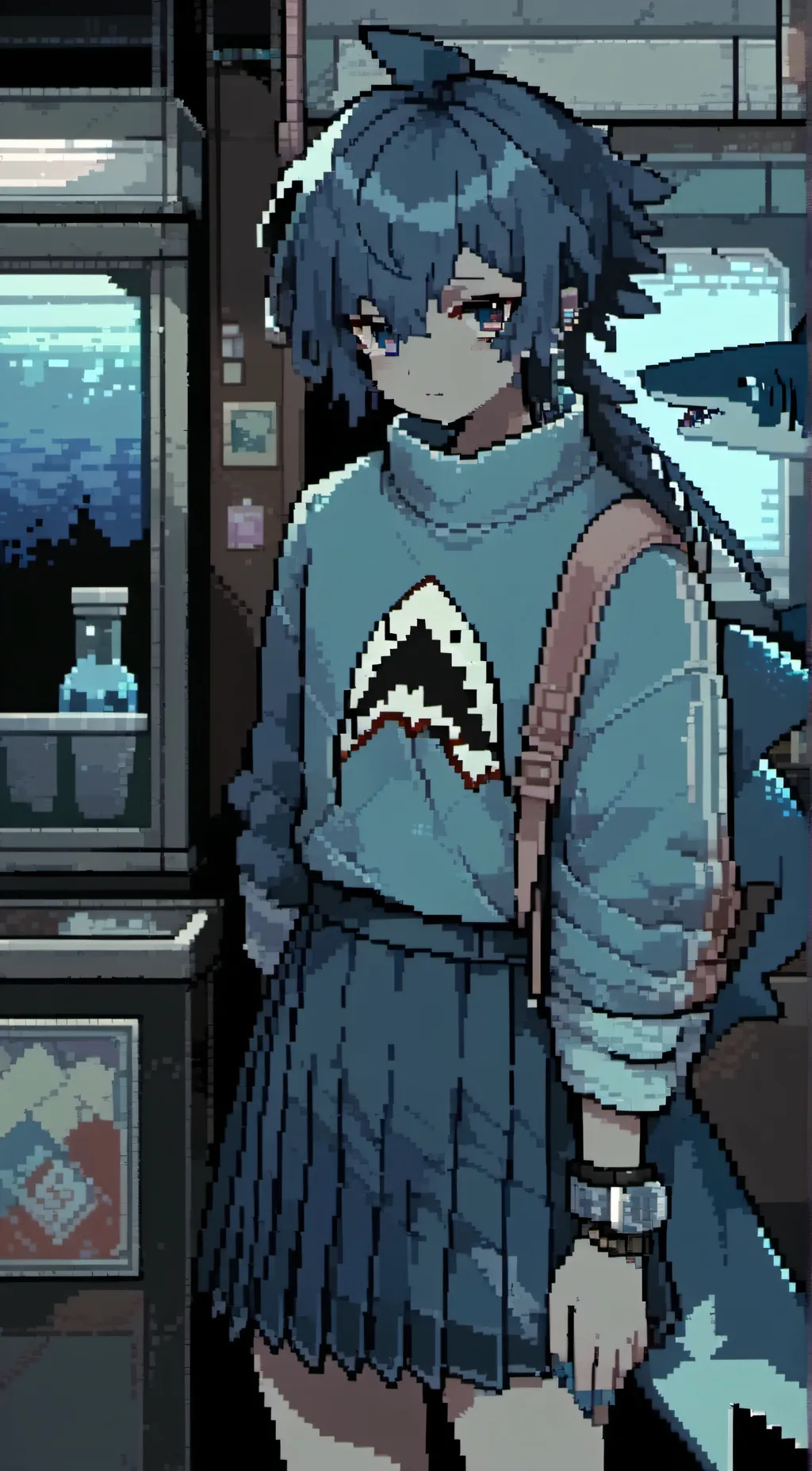 ai character: aqua background