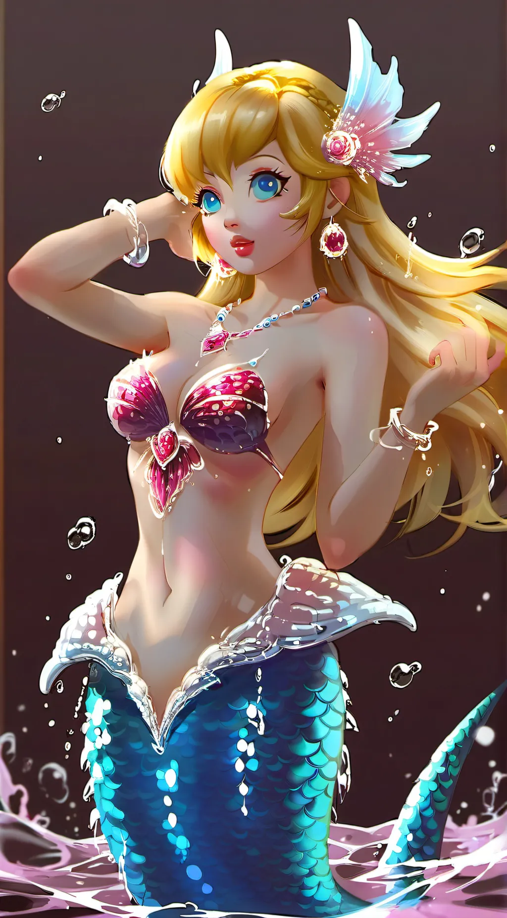 ai character: Peach (Mermaid) background