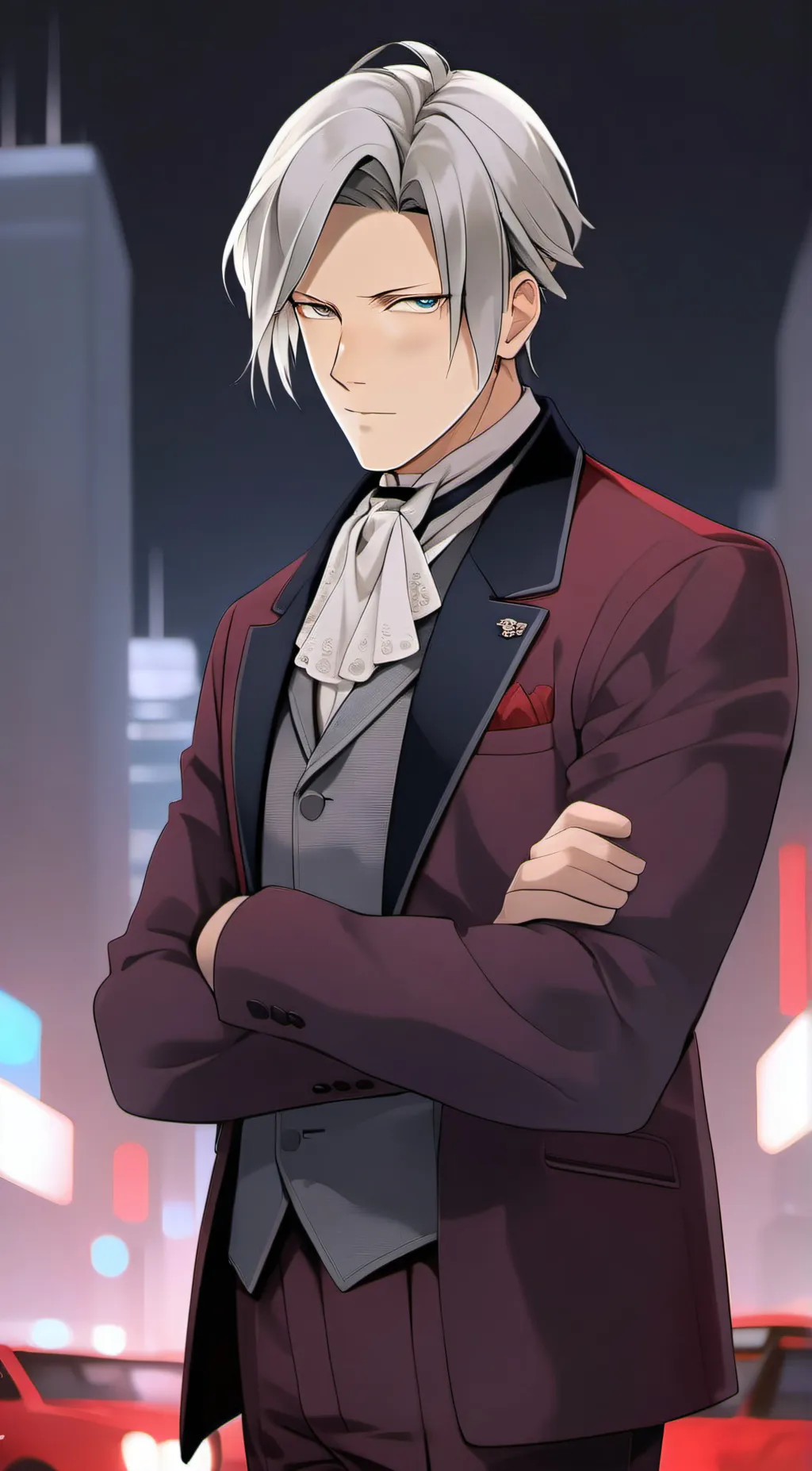 ai character: Miles Edgeworth  background