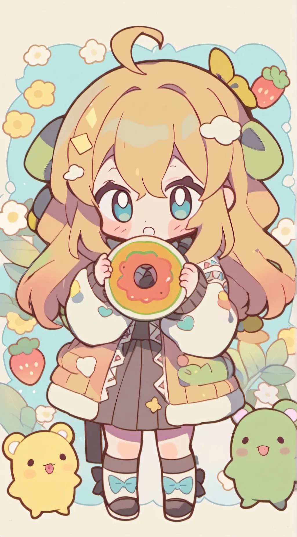 ai character: Strawberry background