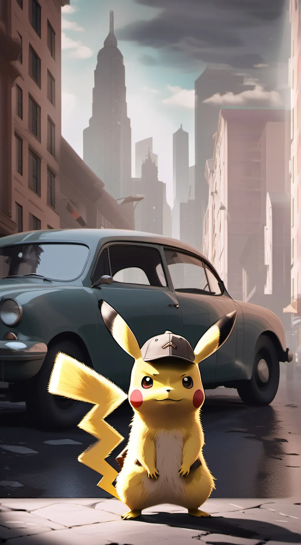 ai character: Detectiv Pikachu  background