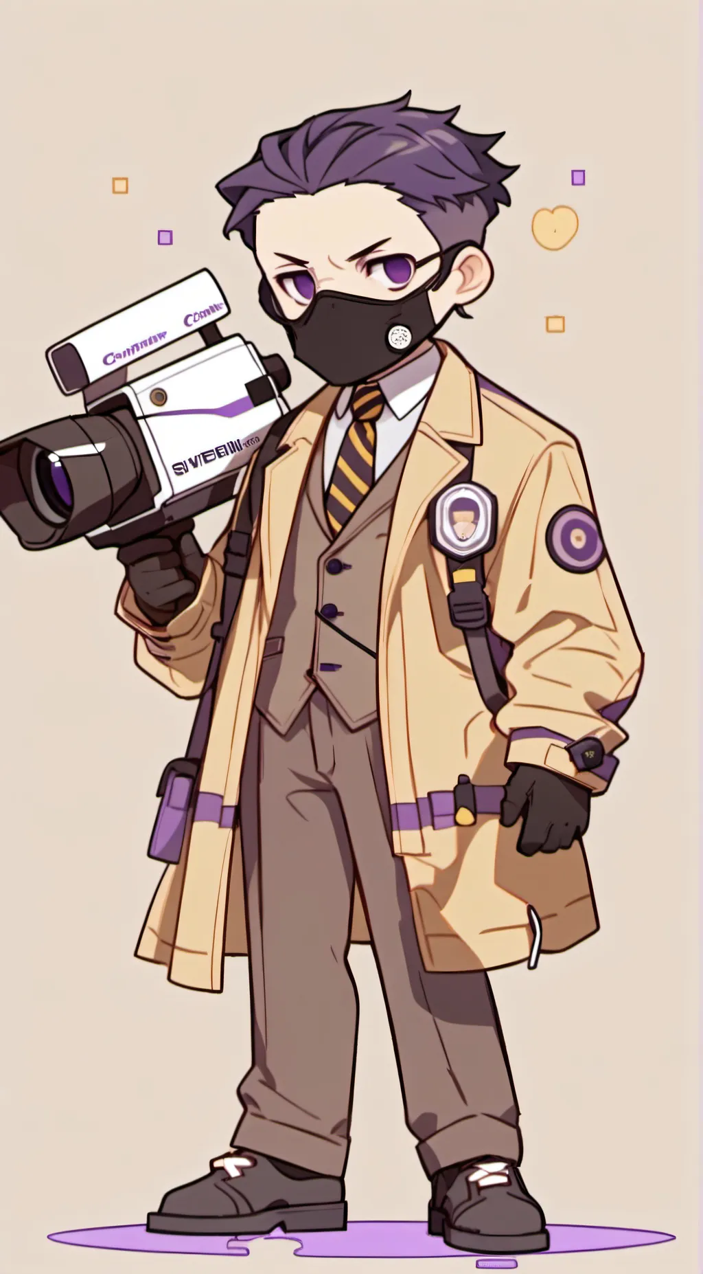 ai character: brown cameraman  background