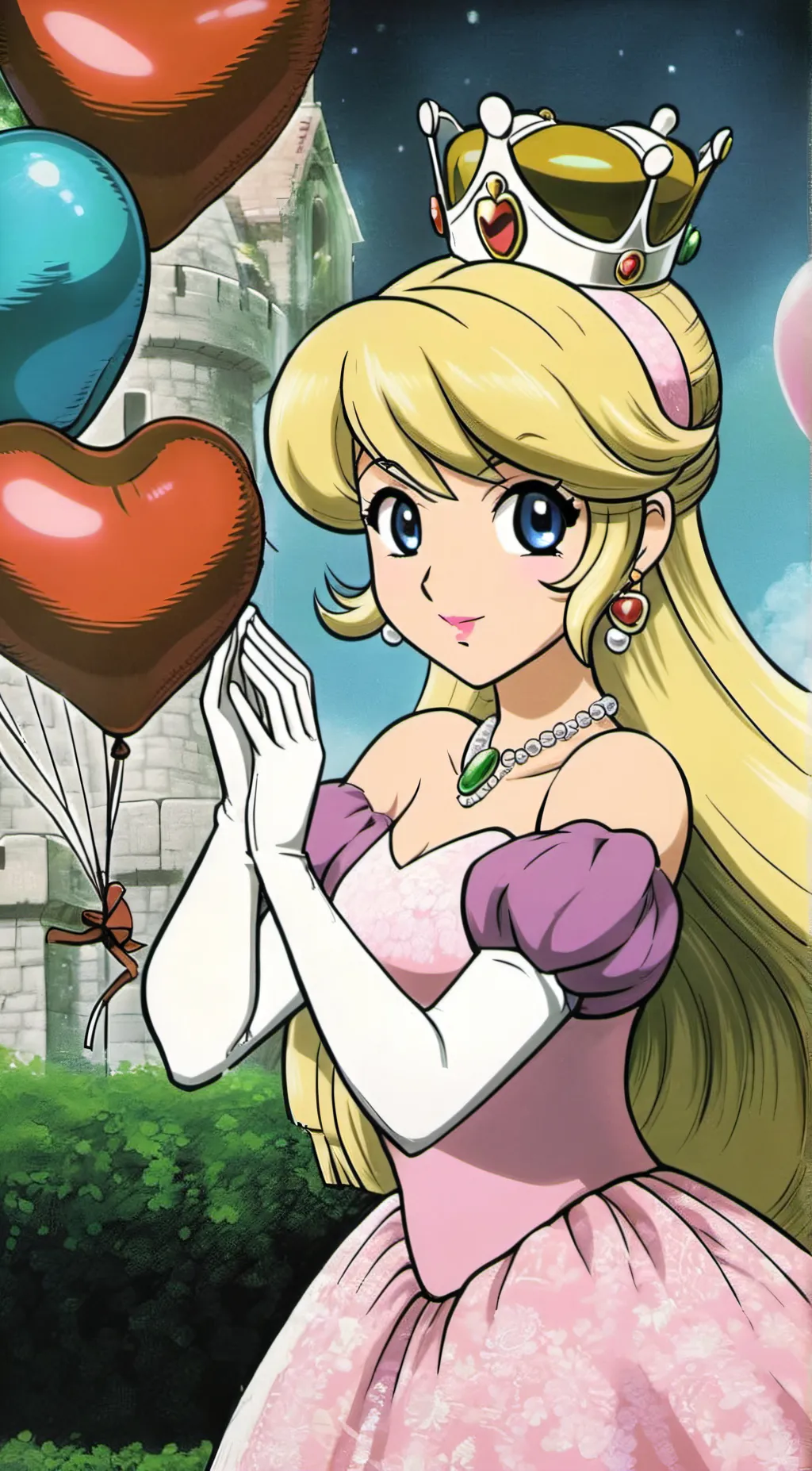 ai character: Princess Peach  background