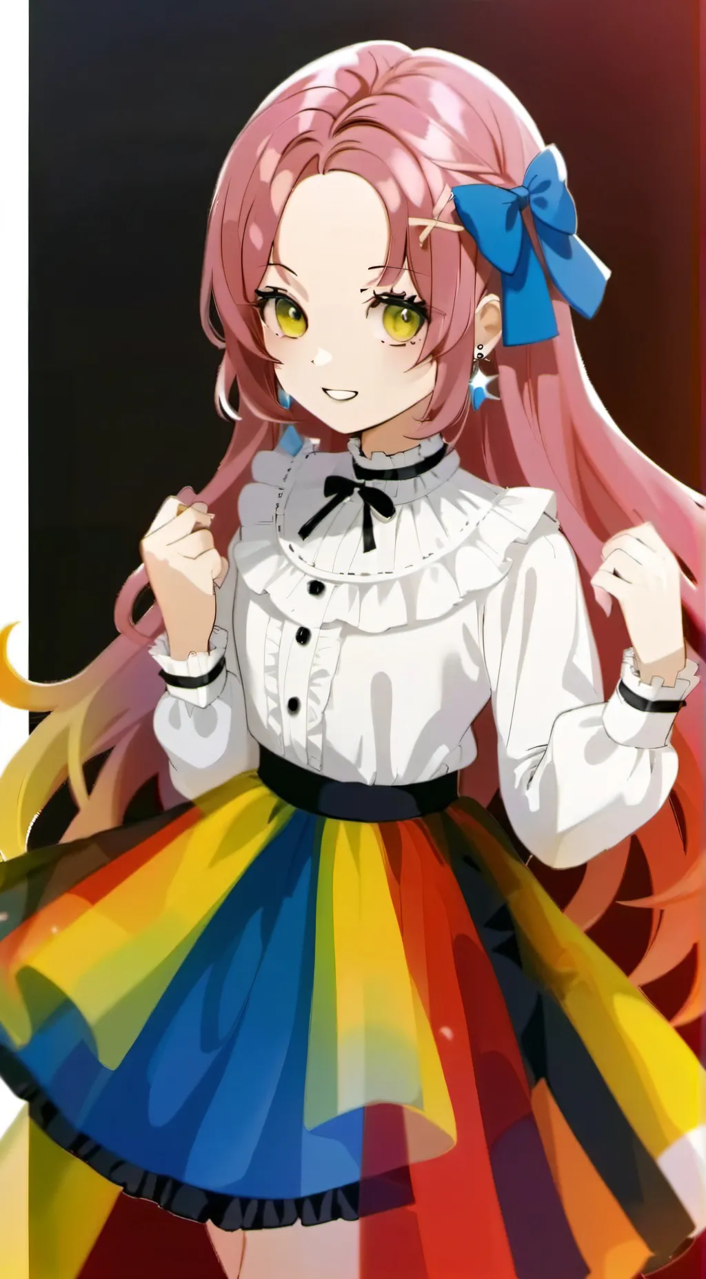 ai character: glitter rainbow background