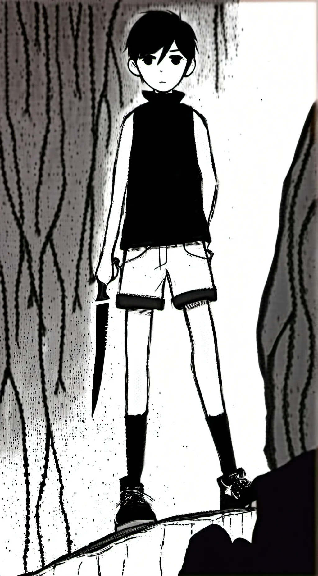ai character: Omori. background