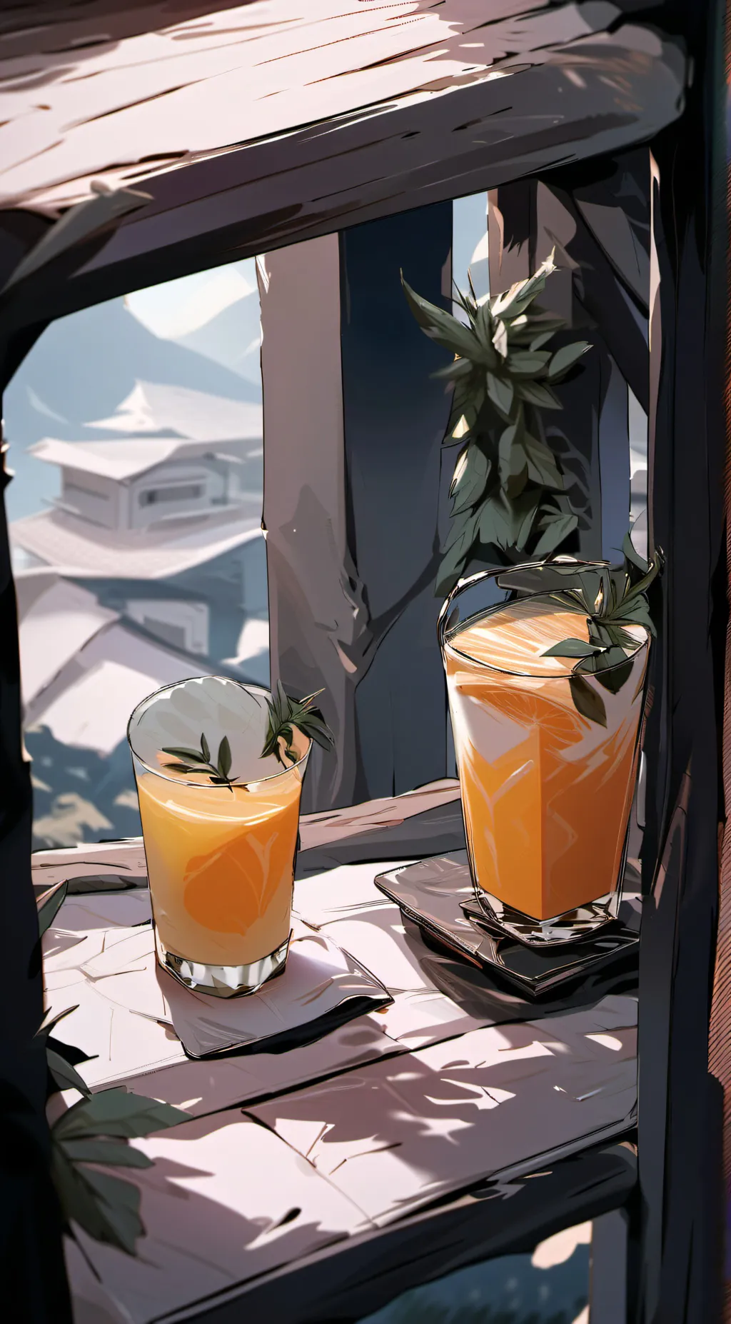ai character: orange juice  background