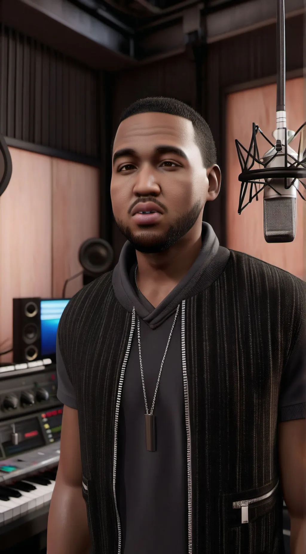 ai character: kanye East  background