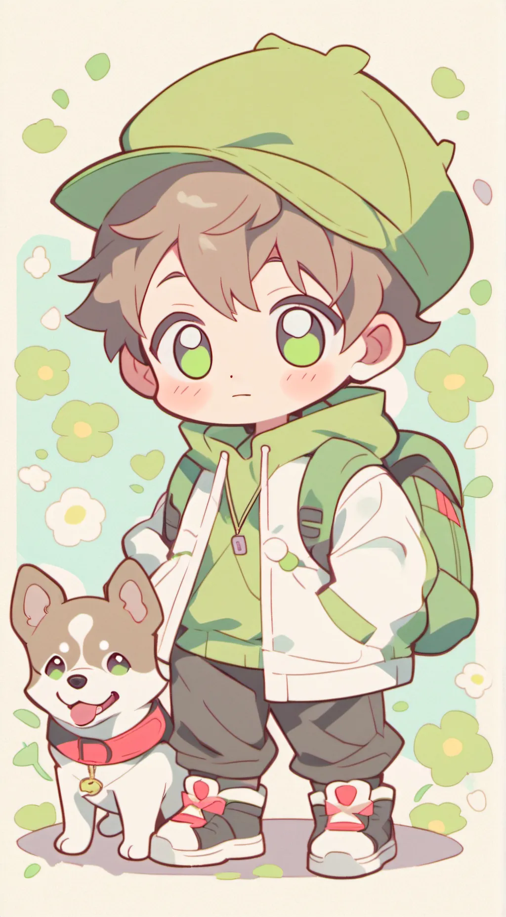 ai character: boy dog background