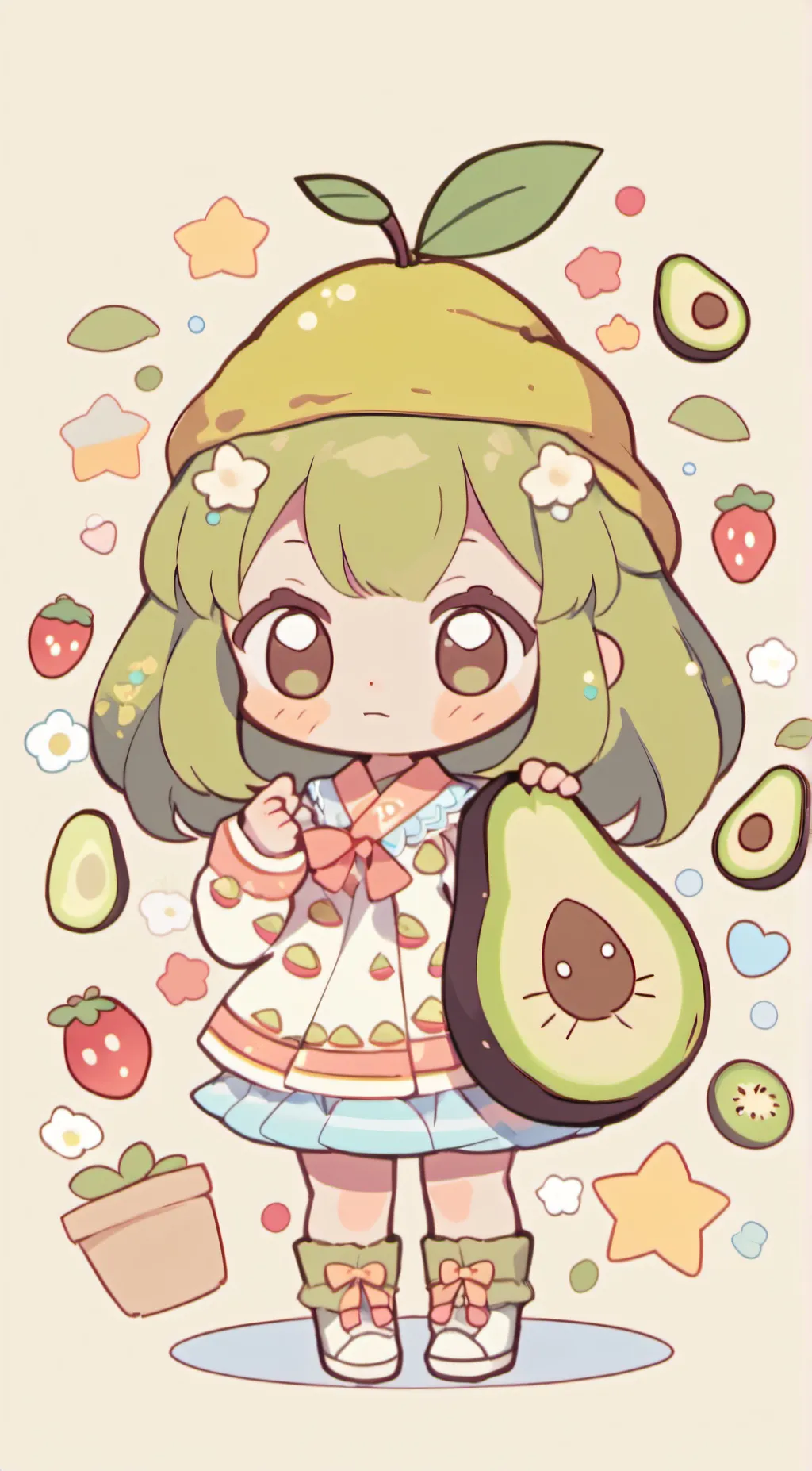 ai character: Cute Avocado exp:9 background
