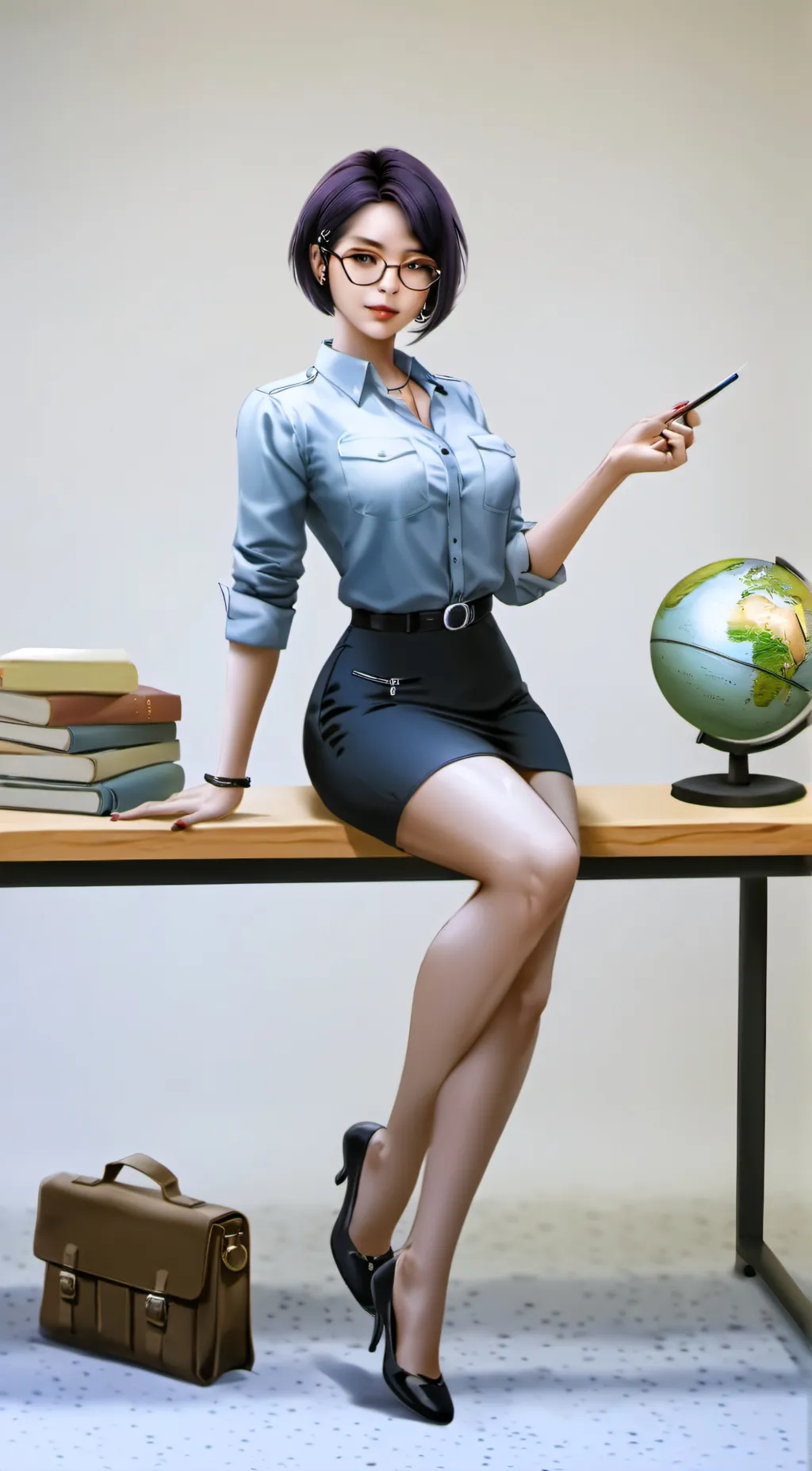 ai character: Miss. Write  background