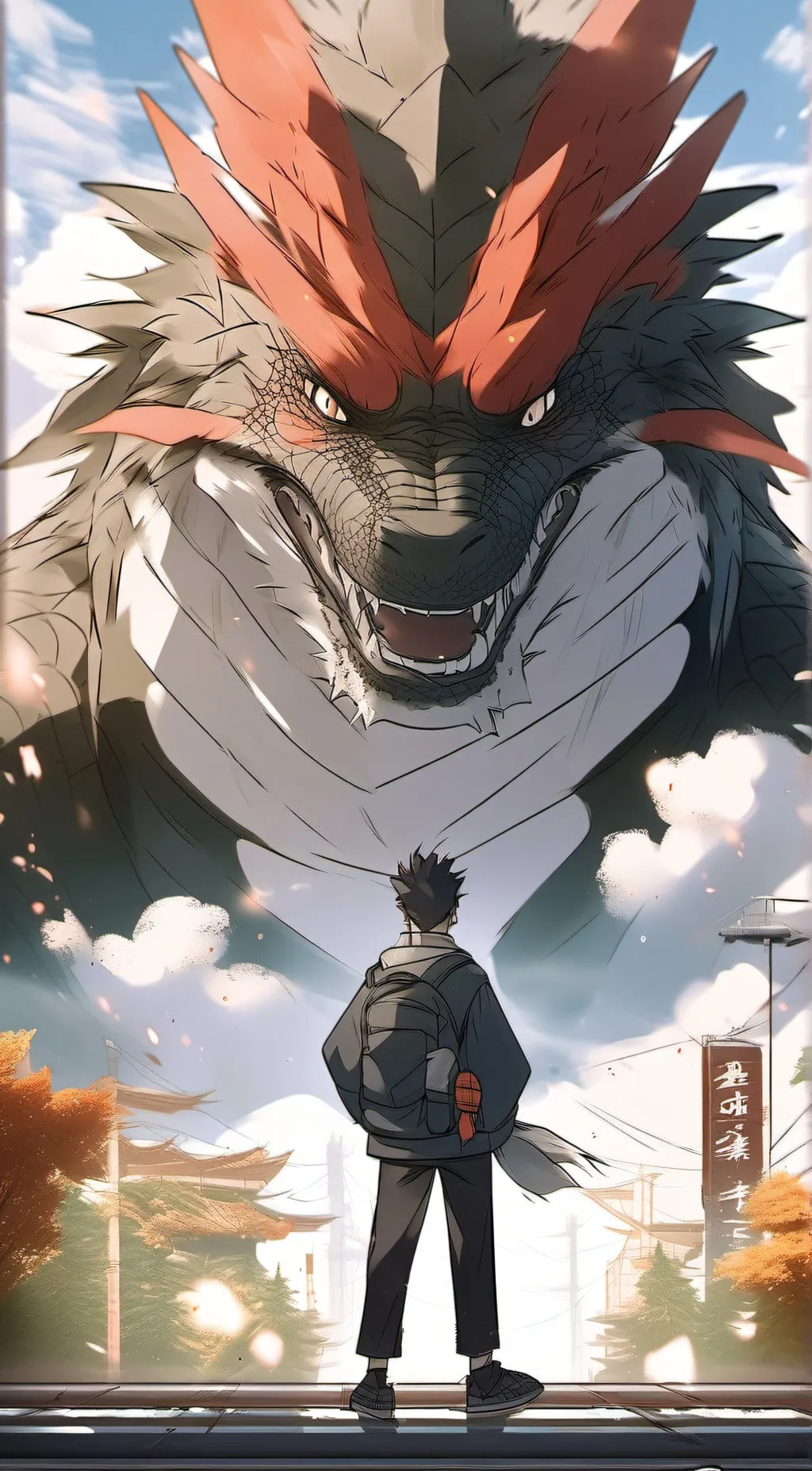 ai character: King Ghidorah  background