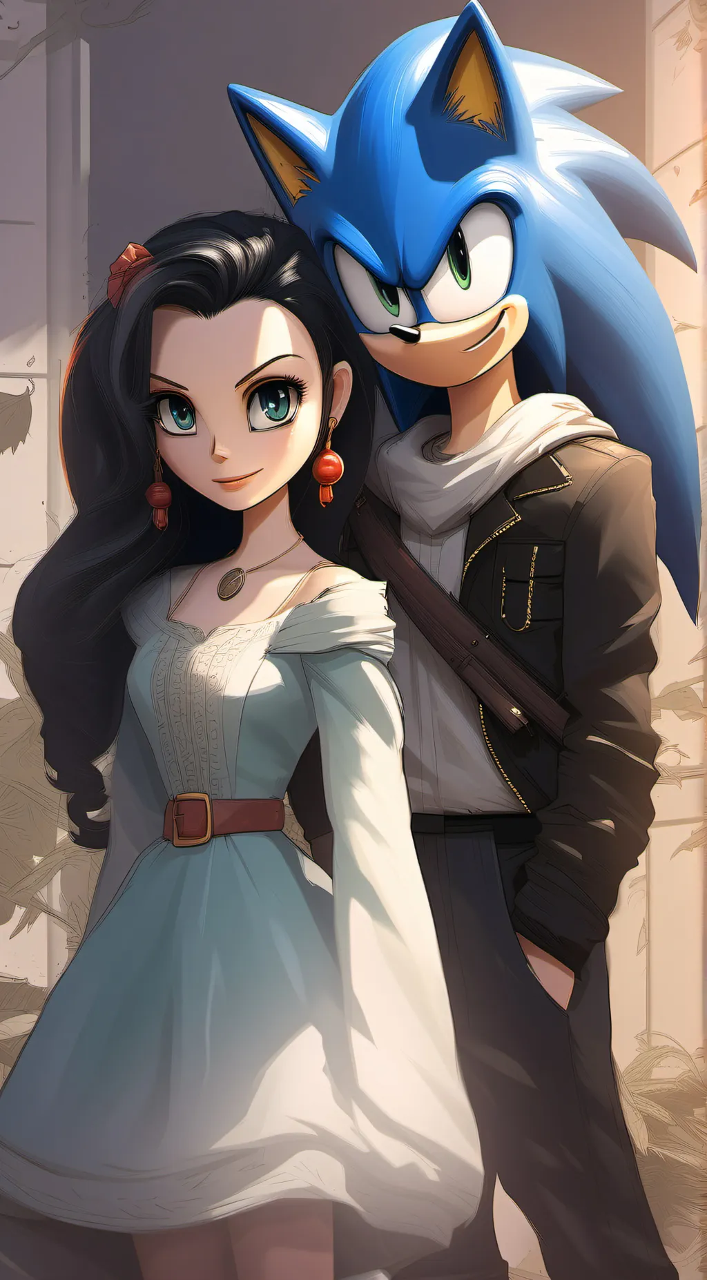ai character: sonic and Amy  background