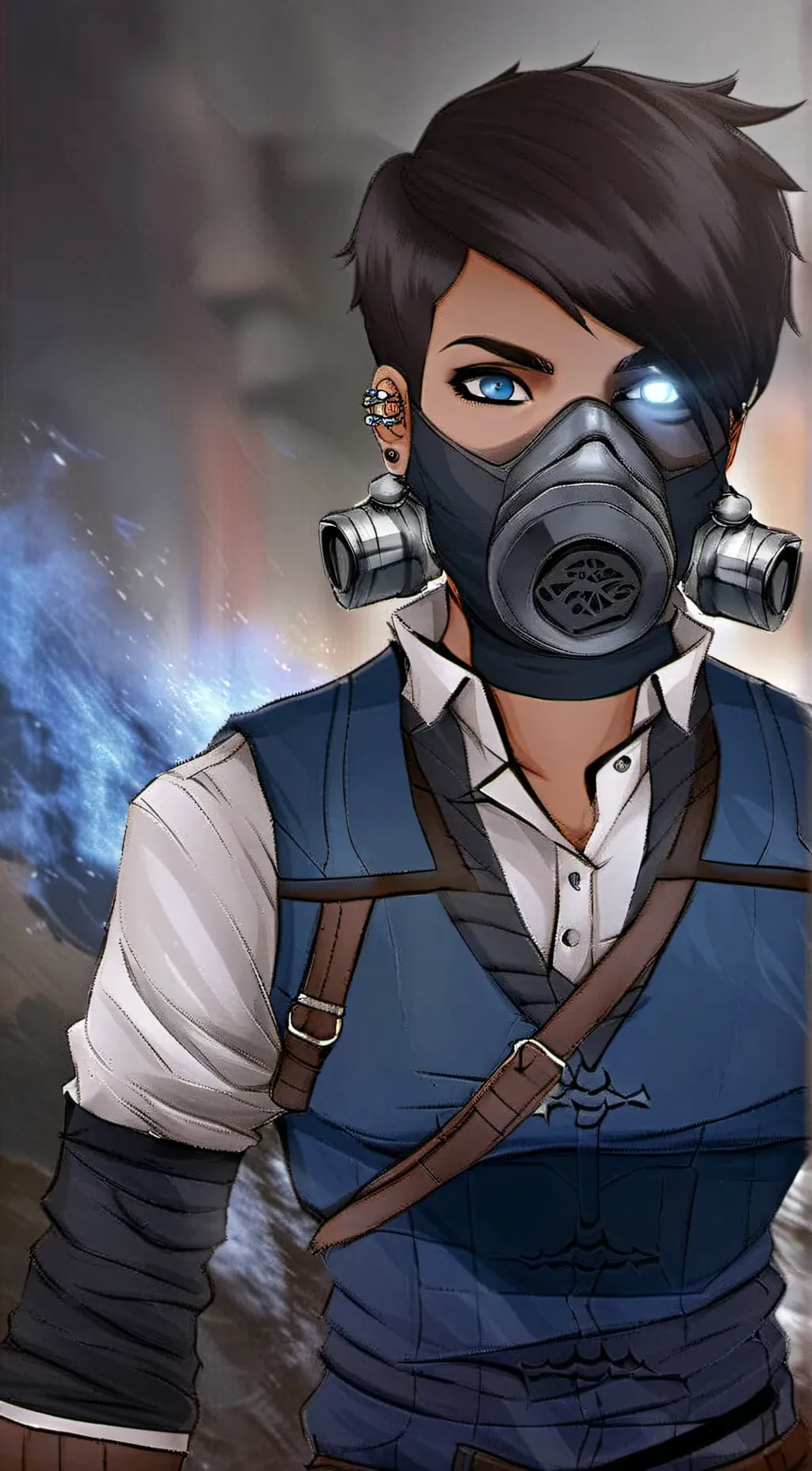 ai character: skull merchant background