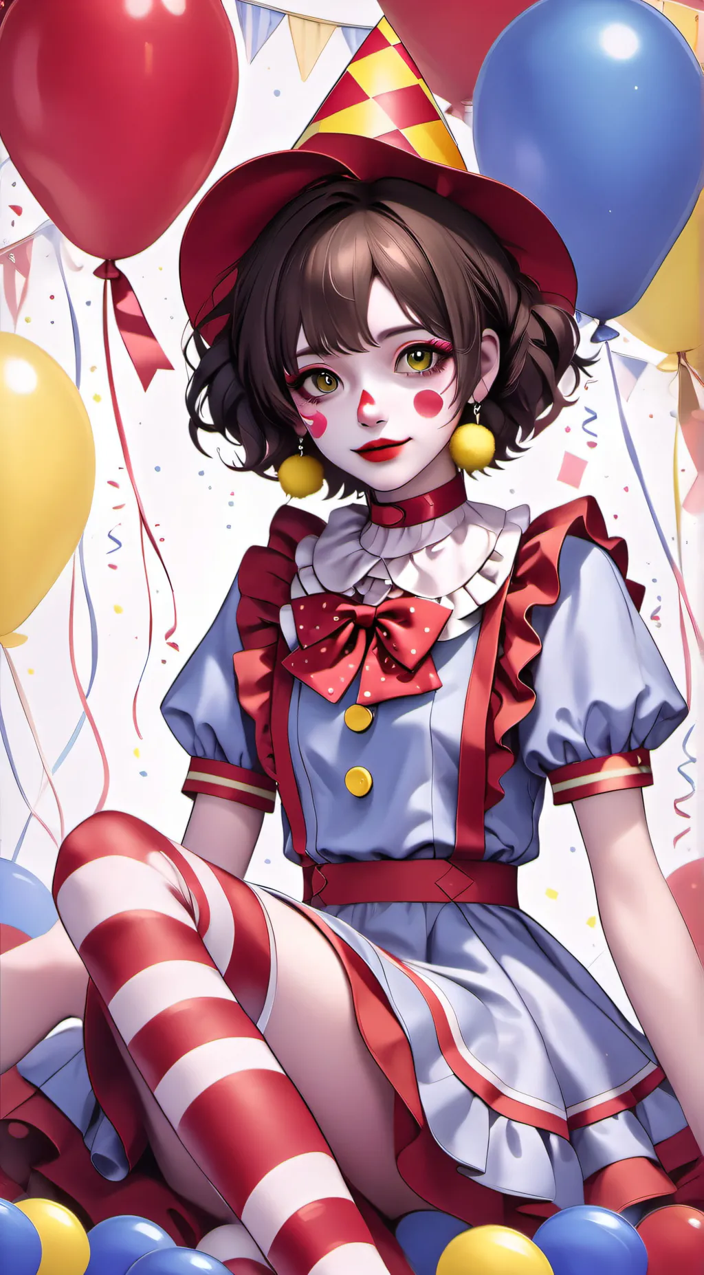 ai character: POMNI ❤️💙💛 background
