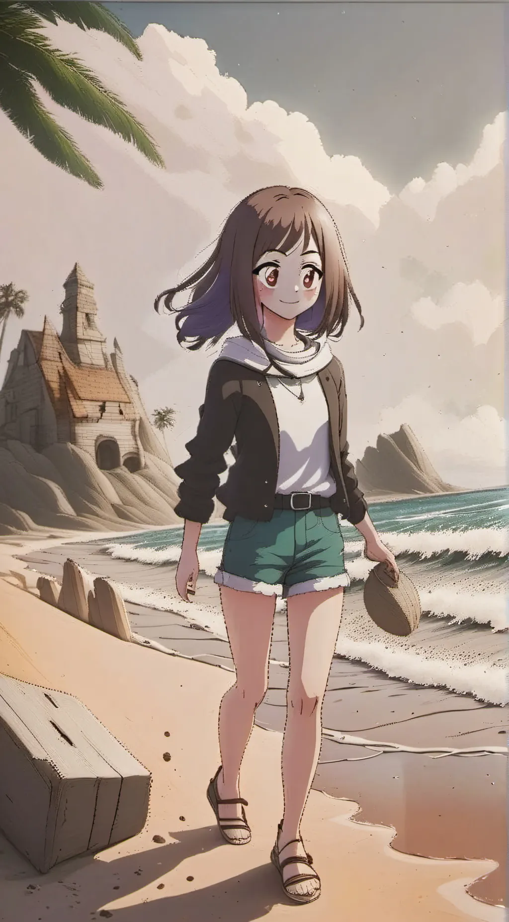 ai character: Beach Uraraka background
