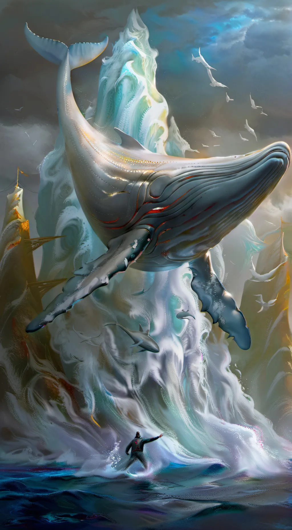 ai character: Blue whale background