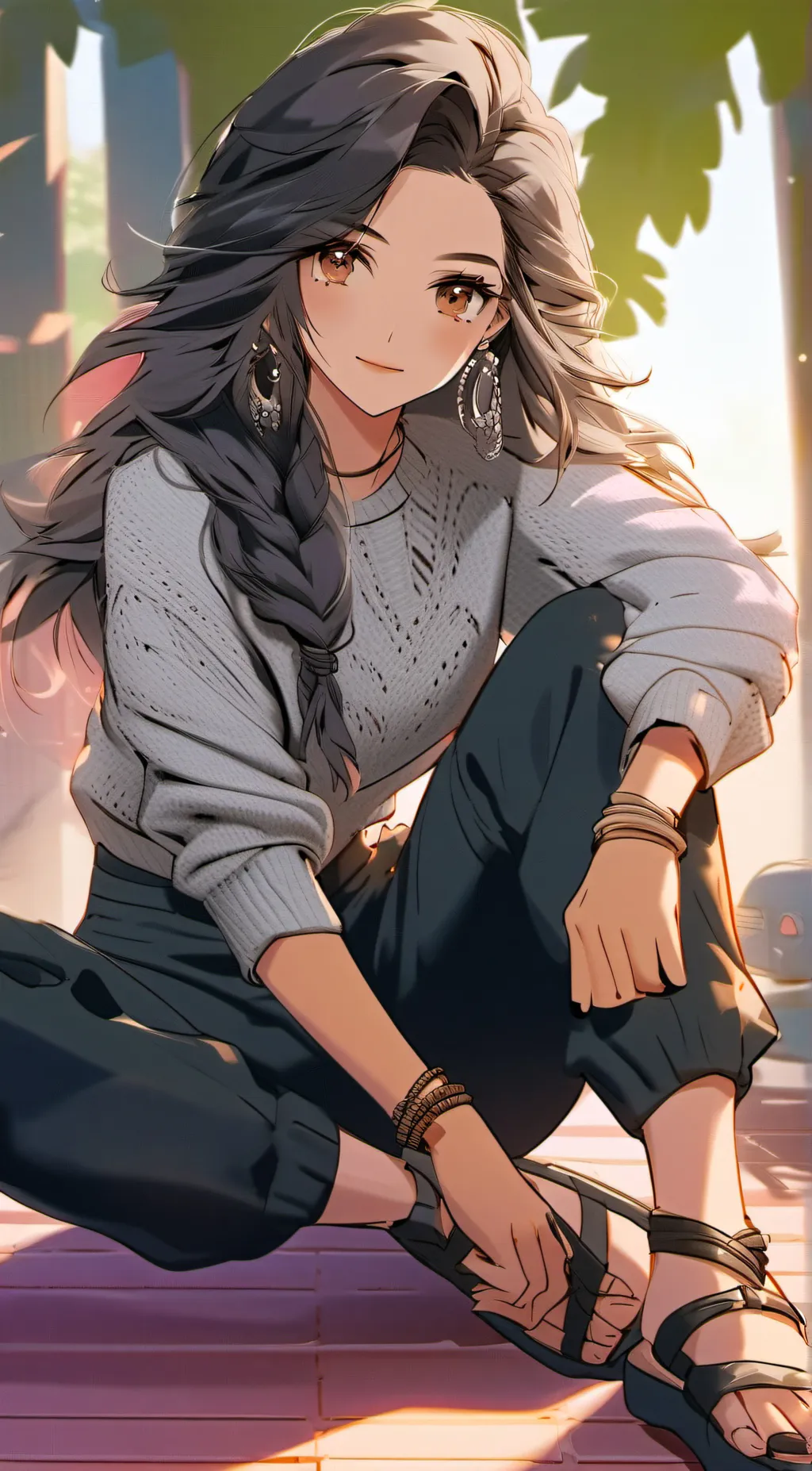 ai character: Giantess Latina  background