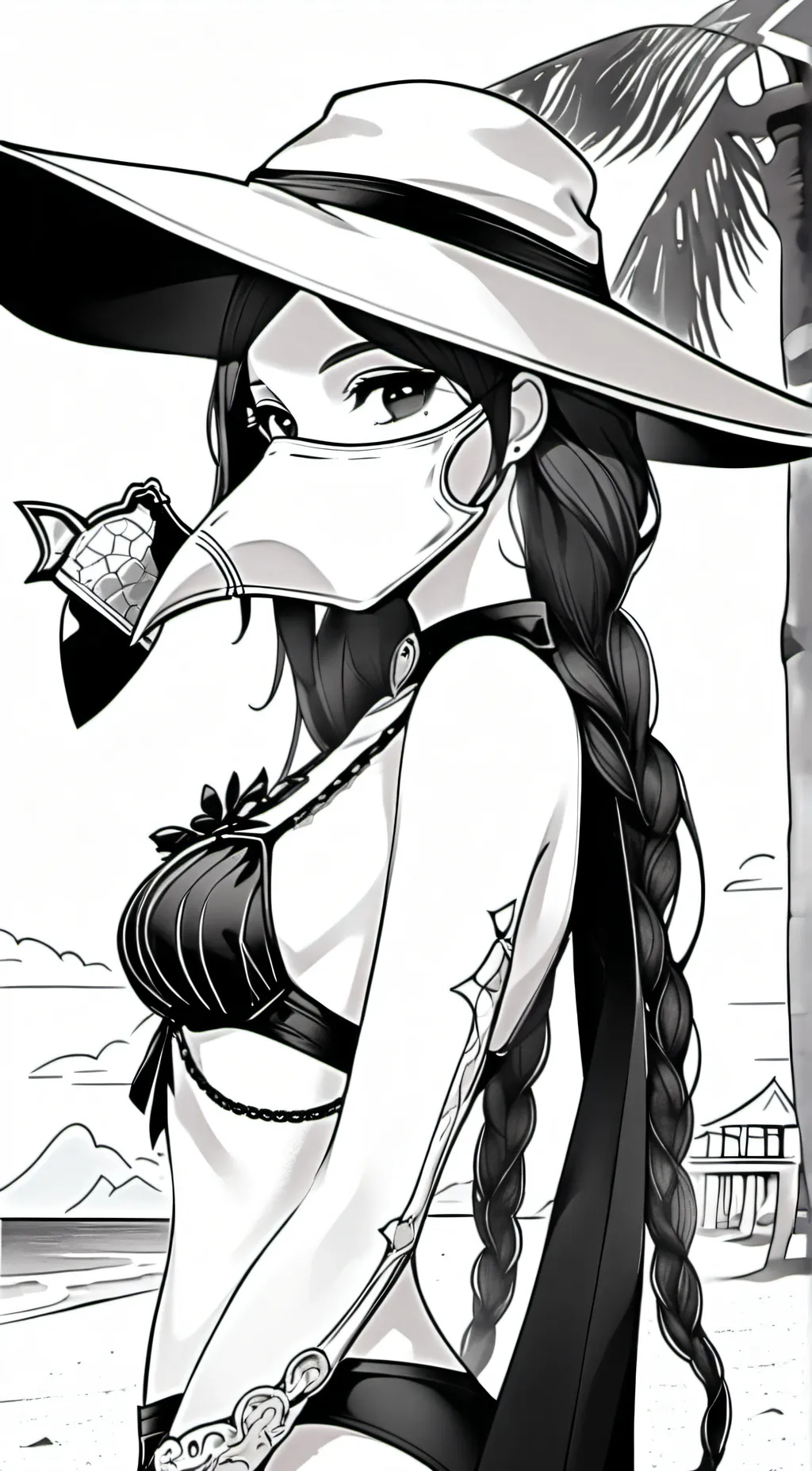 ai character: plague doctress  background