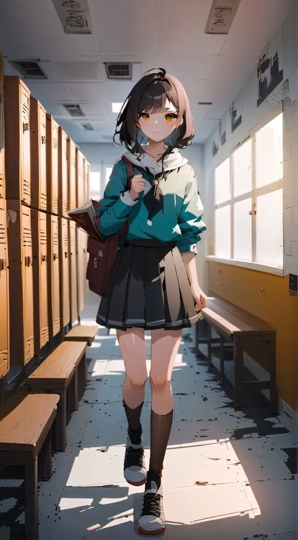 ai character: Girls Locker room  background